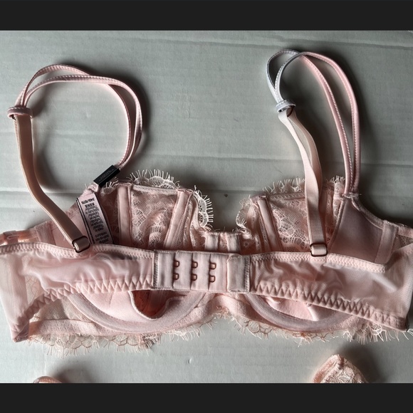 Victoria Secret Dream Angels Push Up Without Padding Lace Bra Pink 34B Set XS - Picture 9 of 11